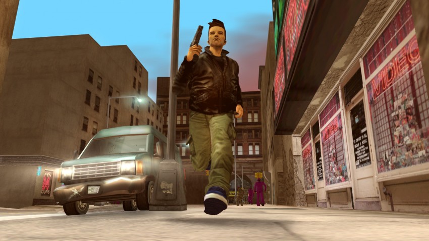 GTA 3 - Клод бегущий по улице Либерти-Сити